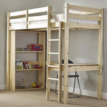 Icarus Work Station Bunk Bed with table, chair and bookcase