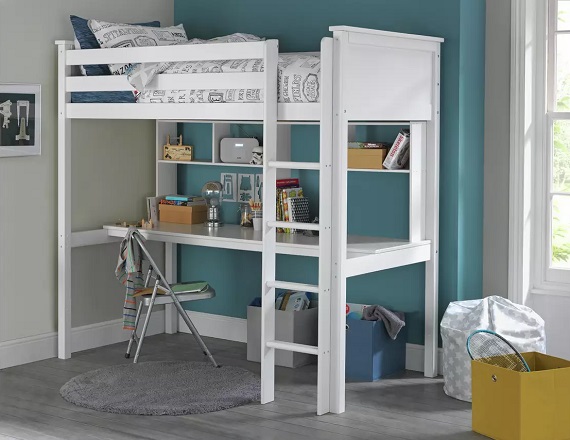 Argos Home Brooklyn High Sleeper Bed, Desk & Shelves