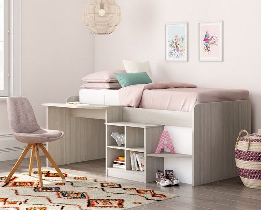 Alessia Mid Sleeper Bed with desk, by Harriet Bee