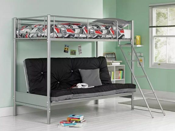 Argos Home Metal Bunk Bed Frame with Black Futon
