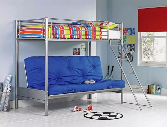 Argos Home Metal Futon Bunk Bed, Blue Futon & Kids Mattress