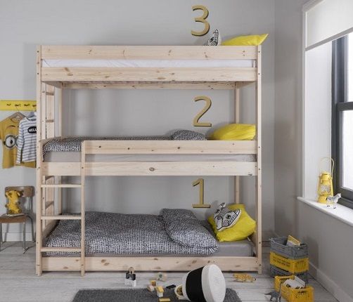 Henrik 3 Tier Bed Bunk Triple Sleeper in Natural Pine