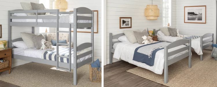 Amarantha Single (3') Solid Wood Standard Bunk Bed separated into two single beds