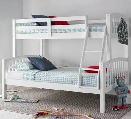 American White Wooden Triple Detachable Sleeper Bunk Bed